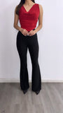 Let's Shine High Rise Glitter Flare Pants- Black