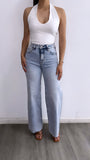 Rubén High Waisted Vintage Wide Leg Denim Jeans- Light Wash