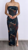 Obra De Arte Tube Mesh Maxi Dress- Hunter Green Multi