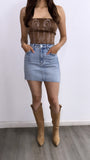 Cowboy Cartrer Suede Western Corset Top- Mocha
