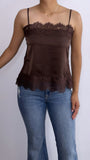 Mirna Satin Lace Top- Brown