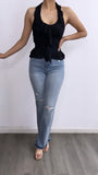 Gilbert High Rise Straight Leg Jeans- Medium Wash