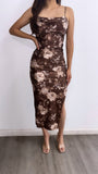 Between Us Floral Maxi Dress- Brown
