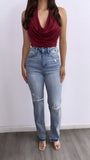 Solana Silk Halter Top- Cherry
