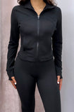 Athleisure Zip Up Sweater- Black