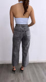 Antonio High Rise Wide Leg Denim Jeans- Grey Wash