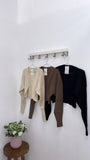 Marley Ribbed Cropped Cardigan/Bolero- Soft Brown