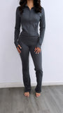 Athleisure Zip Up Sweater- Charcoal