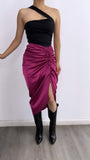 Capri Satin Midi Skirt- Magenta