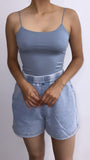 Set n Go Acid Wash Jogger Shorts- Light Blue Denim