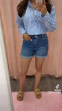 Jasper High Rise Dad Shorts- Dark Wash