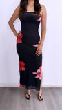 Sunset On The Sand Floral Tube Mesh Maxi Dress- Black Multi