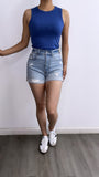 Luciano High Rise Mom Denim Shorts- Light Wash