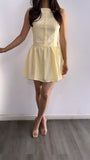 Malibu Cafe Linen Corset Mini Dress- Butter Yellow
