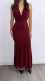Holiday Spirit Mesh Halter Maxi Dress- Burgandy