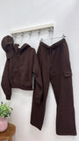 Sunday Afternoon Straight Leg Cargo Sweat Set- Brown