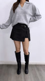 Timeless Suede Mini Skort- Black