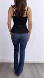 Leslie Front Slit Button Down Top- Black