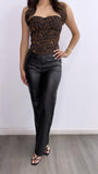 Ride On High Rise Straight Leg Faux Leather Pants- Black