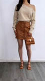 Favorite Season High Rise Suede Mini Skirt- Camel