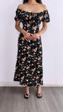 Meet Me In Spring Floral Midi Dress- Black Multi