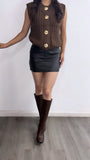 Tammy Knitted Button Down Sweater Vest- Brown