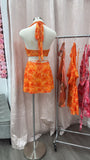 Latina Forever Halter Mesh Mini Dress- Orange Multi
