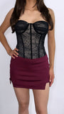 No Pressure High Rise Mini Skort- Burgandy