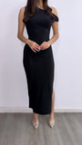 Wild Elegance Assymetrical Maxi Dress- Black