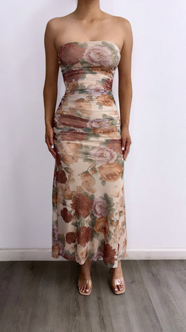 Isn't She Lovely Tube Floral Maxi Dress- Ivory