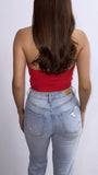 Liandra Silk Halter Top- Red