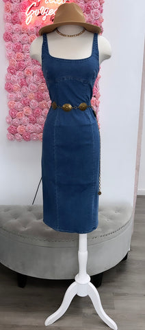 In My Denim Era Midi Dress- Dark Wash