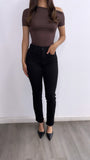 Dalida Assymetrical Short Sleeve Top- Brown