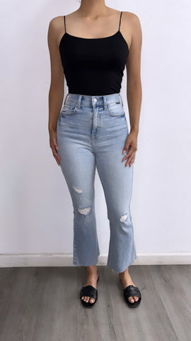 Mateo High Rise Cropped Flare Jeans- Light Wash