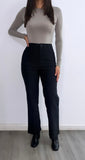 Minimalist High Rise Straight Leg Pants- Black