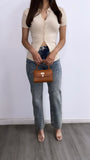 Gianna Ribbed Button Down Top- Beige