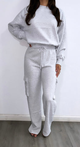 Keep It Simple Cargo Sweatpants- Ice Grey