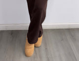 Cozy Central Suede Faux Fur Clogs- Camel