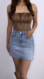 Cowboy Cartrer Suede Western Corset Top- Mocha