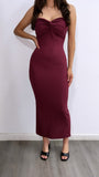 Anissia Tube Midi DRess- Burgandy