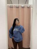 California Oversized Pullover Sweater- Blue Stone