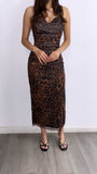 Guilty Pleasure Ruched Mesh Maxi Dress- Leopard