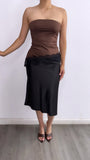 Klarissa Lace Silk Tube Top- Brown