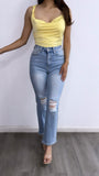 Salvador High Rise Straight Leg Jeans- Medium Wash