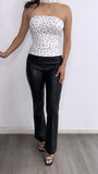 Elianne Polka Dot Scarf Top- White/Black