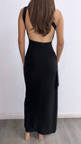 Dark Till Daylight Assymetrical Maxi Dress- Black