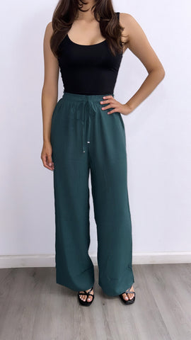Simply The Best Wide Leg Pants- Emerald Green