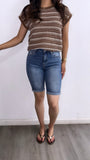 Mari Striped Knitted Top- Brown/Cream