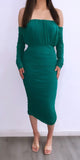 Your Biggest Desire Off Shoulder Midi Dress- Teal