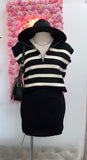 Capella Knitted Striped Sweater Vest- Black/White